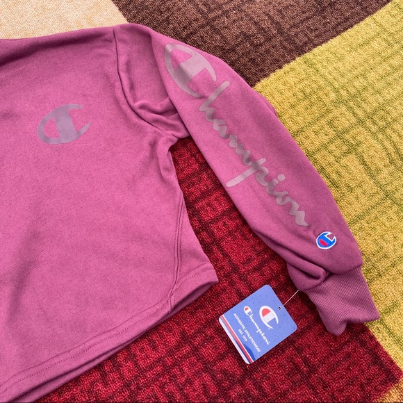 Champion Cropped Sweatshirt•Burgundy/Matte Script - Picture 3 of 4